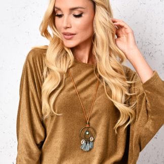 WISKOZOWA BLUZKA OVERSIZE Z NASZYJNIKIEM